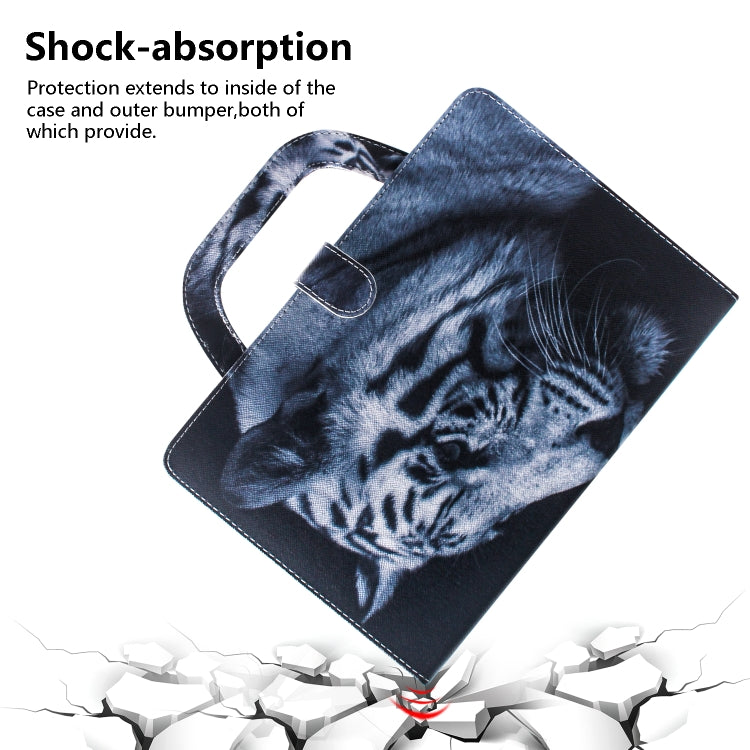 Custodia in pelle con chiusura orizzontale con motivo tigre bianca per Galaxy Tab A 8 (2019) / P200 / P205, con supporto, slot per carte e portafoglio, For Galaxy Tab A 8 (2019) / P200 / P205