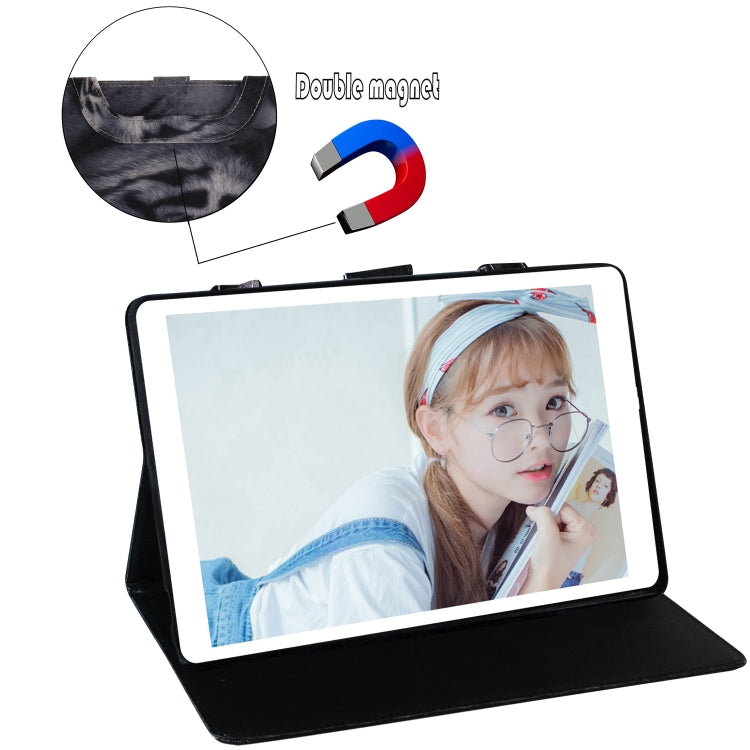 Custodia in pelle con chiusura orizzontale con motivo tigre bianca per Galaxy Tab A 8 (2019) / P200 / P205, con supporto, slot per carte e portafoglio, For Galaxy Tab A 8 (2019) / P200 / P205