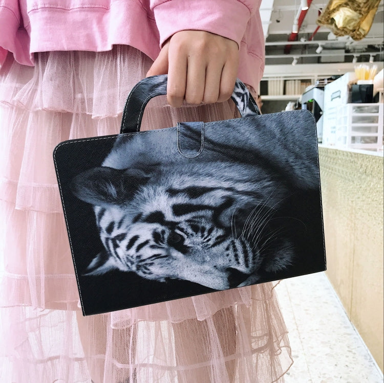 Custodia in pelle con chiusura orizzontale con motivo tigre bianca per Galaxy Tab A 8 (2019) / P200 / P205, con supporto, slot per carte e portafoglio, For Galaxy Tab A 8 (2019) / P200 / P205