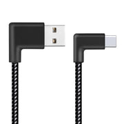 Cavo di ricarica per sincronizzazione dati a doppio gomito in stile nylon intrecciato da USB a USB-C / Type-C da 1 m 2A, 1m Type-C 2A