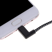 Cavo di ricarica per sincronizzazione dati a doppio gomito in stile nylon intrecciato da USB a USB-C / Type-C da 1 m 2A, 1m Type-C 2A