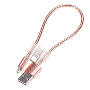 Cavo di ricarica dati flessibile Micro USB + USB-C / Type-C a USB da 24 cm 2A
