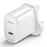 Caricabatterie rapido Yesido YC76 PD 20W USB-C con presa UK