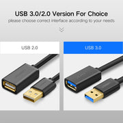 Ugreen Cavo di prolunga per trasmissione super veloce USB 3.0 da maschio a femmina da 3 m, Length: 3m