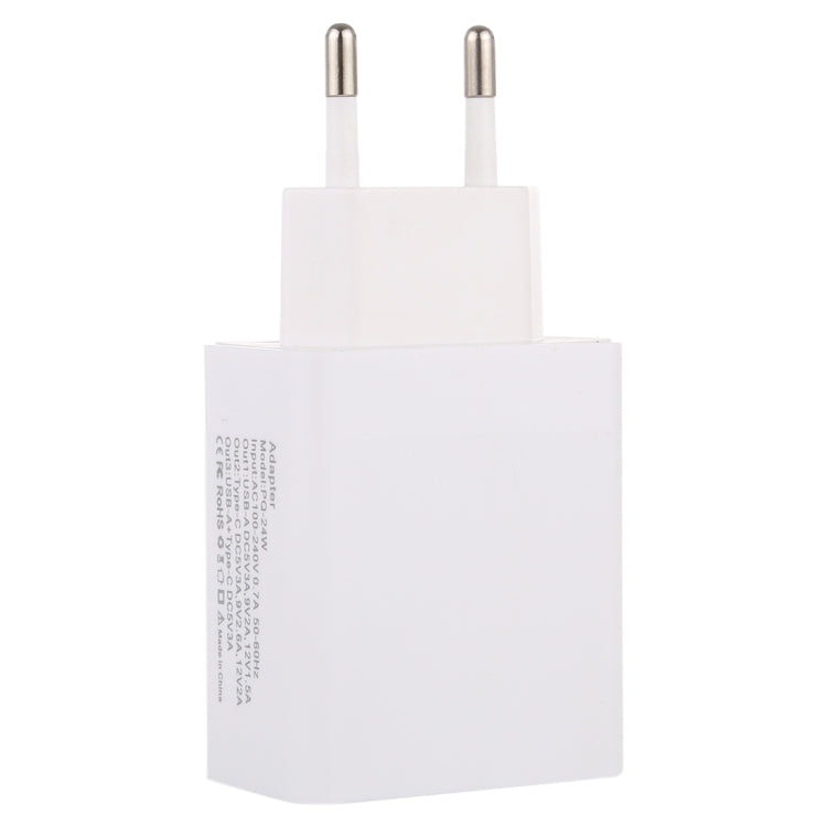 Spina europea per adattatore di alimentazione per caricabatterie rapido PD + QC3.0 da 24 W, 24W EU Plug