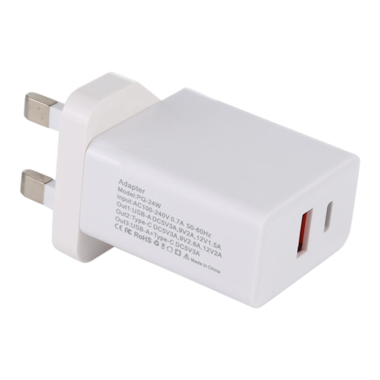 Spina UK per caricabatterie rapido 24W PD + QC3.0