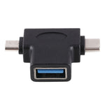 Adattatore OTG USB 3.0 femmina a USB-C e micro USB maschio