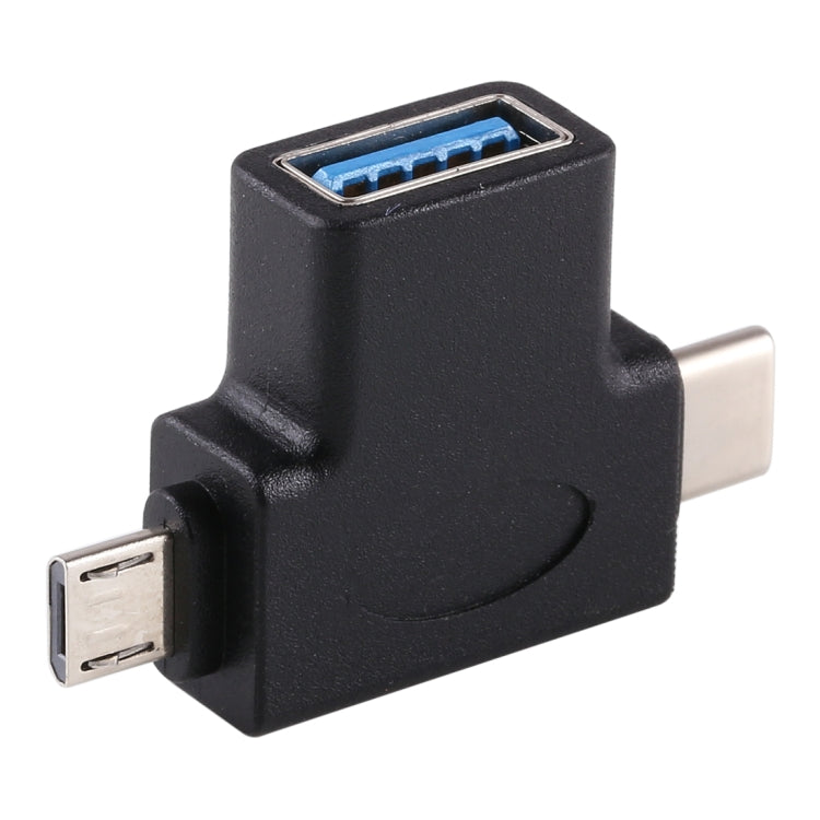 Adattatore OTG USB 3.0 femmina a USB-C e micro USB maschio