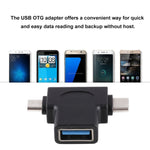 Adattatore OTG USB 3.0 femmina a USB-C e micro USB maschio