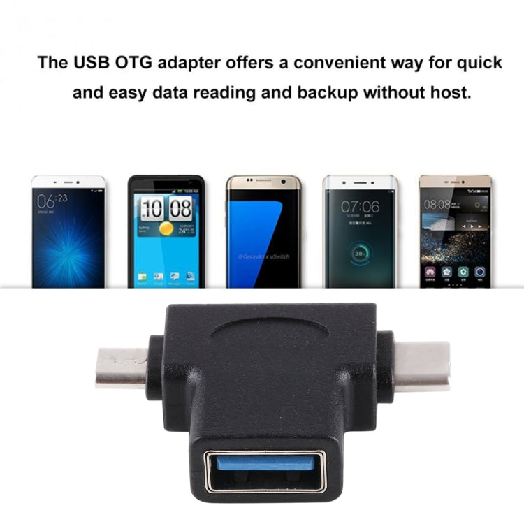 Adattatore OTG USB 3.0 femmina a USB-C e micro USB maschio
