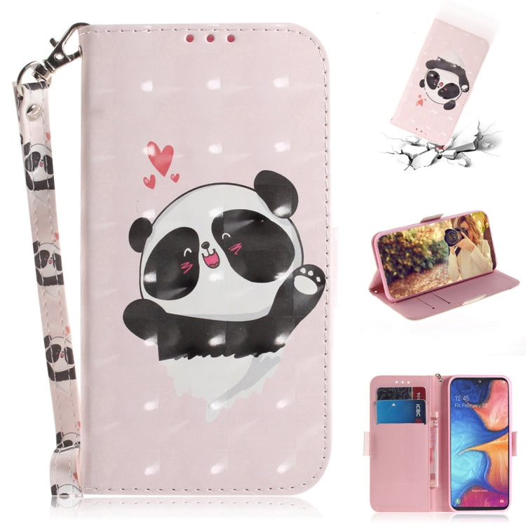 Custodia portafoglio in pelle panda 3D per Galaxy A20e