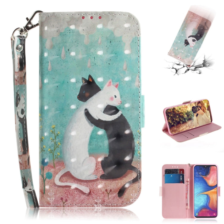 Custodia portafoglio in pelle con gatti 3D per Galaxy A20e