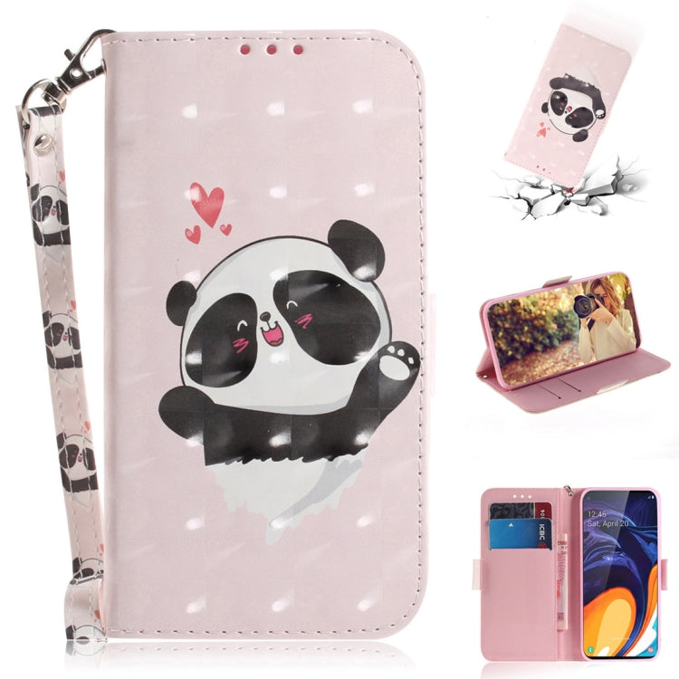 Custodia portafoglio in pelle con motivo panda per Galaxy A60