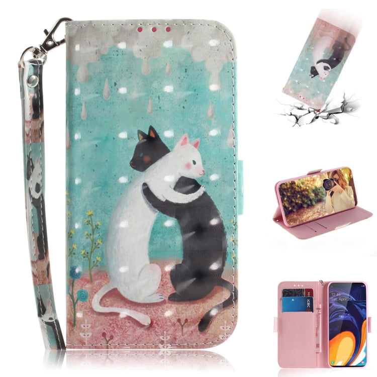 Custodia portafoglio in pelle con gatti 3D per Galaxy A60