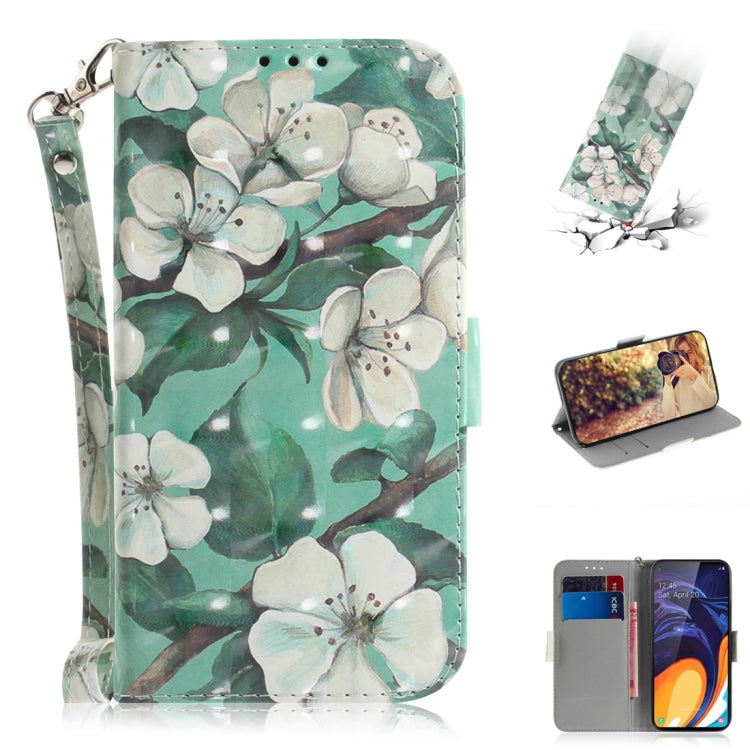 Custodia portafoglio in pelle con fiori 3D per Galaxy A60