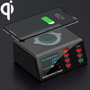 Caricabatterie USB QC 3.0 9 in 1 con ricarica wireless