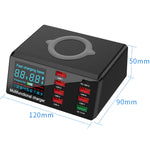 Caricabatterie USB QC 3.0 9 in 1 con ricarica wireless 65W