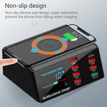 Caricabatterie USB QC 3.0 9 in 1 con ricarica wireless 65W