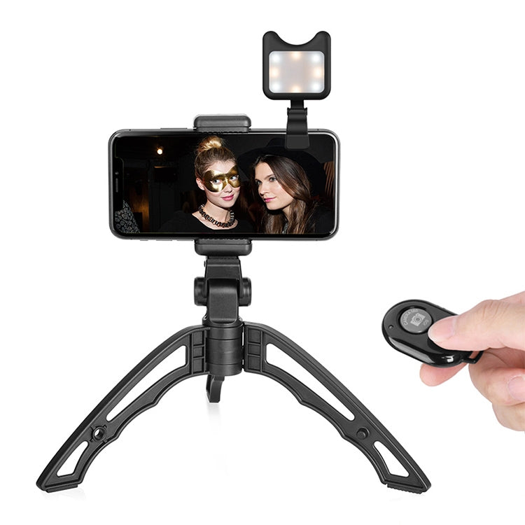 APEXEL Portable Lazy Live Broadcast Desktop Foldable Universal Bluetooth Phone Holder Tripod with Flashlight