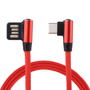 Cavo di ricarica per sincronizzazione dati in stile intrecciato in nylon con design a doppio gomito da USB a USB-C / Type-C da 1 m 2,4 A, Type-C Coffee, Type-C Red, Type-C Black, Type-C Blue, Type-C Dark Blue
