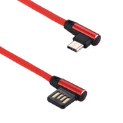 Cavo di ricarica per sincronizzazione dati in stile intrecciato in nylon con design a doppio gomito da USB a USB-C / Type-C da 1 m 2,4 A, Type-C Coffee, Type-C Red, Type-C Black, Type-C Blue, Type-C Dark Blue