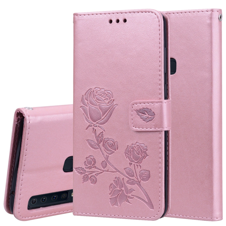 Custodia in pelle PU con chiusura orizzontale in rilievo rosa per Samsung Galaxy A9 (2018), con supporto, slot per carte e portafoglio, For Samsung Galaxy A9 (2018)