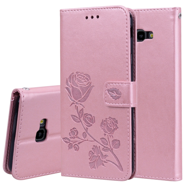 Custodia in pelle PU con chiusura orizzontale in rilievo rosa per Samsung Galaxy J4 Plus, con supporto, slot per carte e portafoglio, For Samsung Galaxy J4 Plus