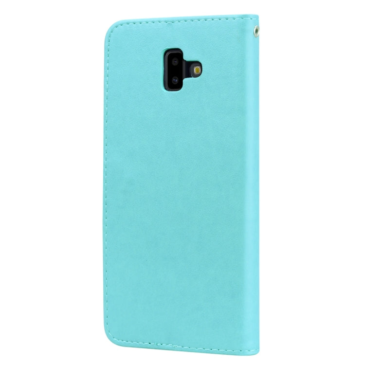 Custodia in pelle PU con chiusura orizzontale in rilievo rosa per Samsung Galaxy J6 Plus, con supporto, slot per carte e portafoglio, For Samsung Galaxy J6 Plus