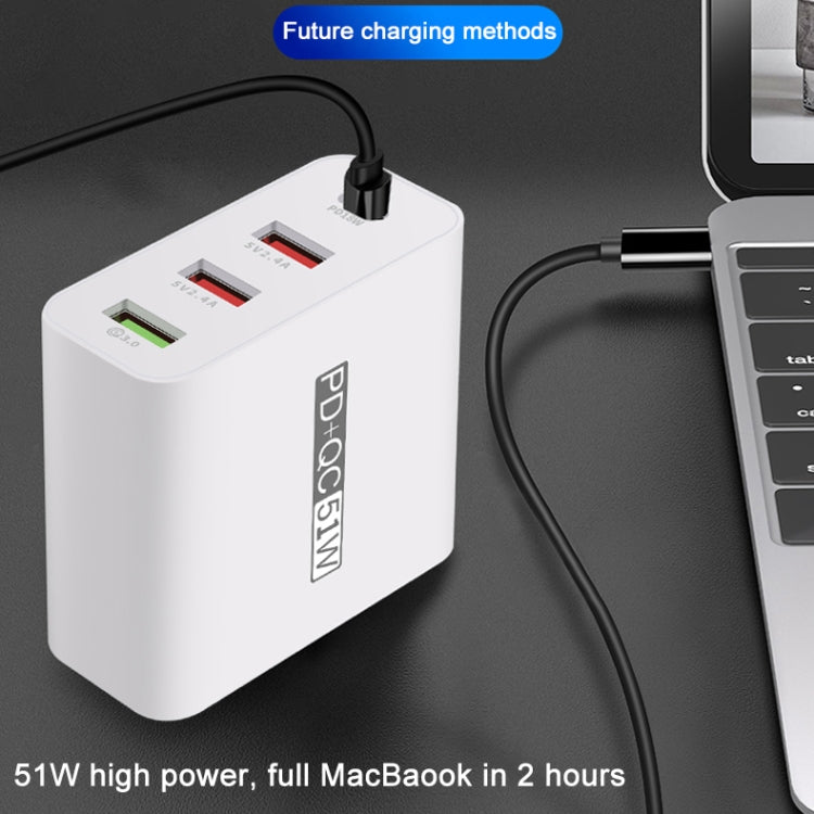 WLX-A6 Adattatore di alimentazione per caricabatterie da viaggio USB a ricarica rapida a 4 porte, spina europea, EU Plug