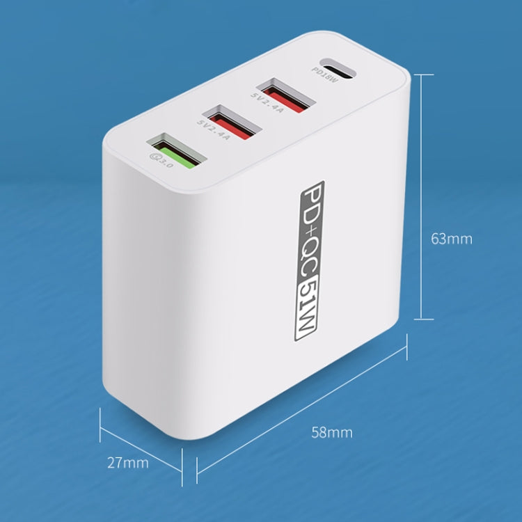 WLX-A6 Adattatore di alimentazione per caricabatterie da viaggio USB a ricarica rapida a 4 porte, spina europea, EU Plug