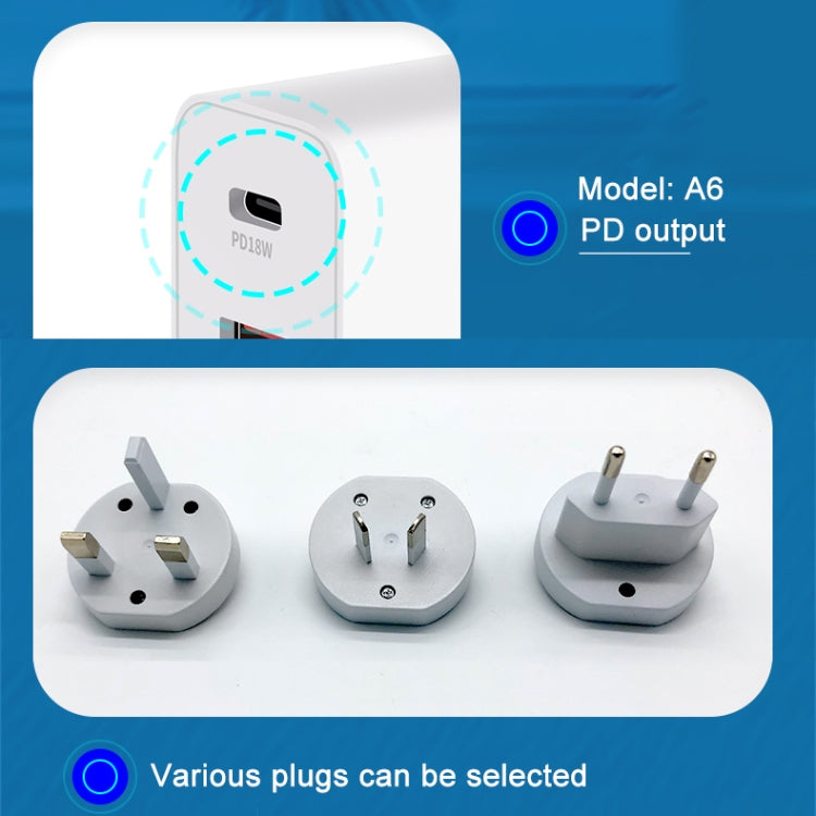 WLX-A6 Adattatore di alimentazione per caricabatterie da viaggio USB a ricarica rapida a 4 porte, spina europea, EU Plug