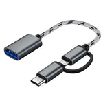 Cavo adattatore USB 3.0 femmina a Micro USB + USB-C 17 cm