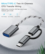 Cavo adattatore USB 3.0 femmina a Micro USB + USB-C 17 cm