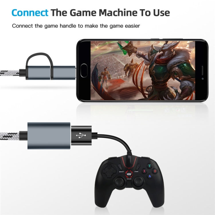 Cavo adattatore USB 3.0 femmina a Micro USB + USB-C 17 cm