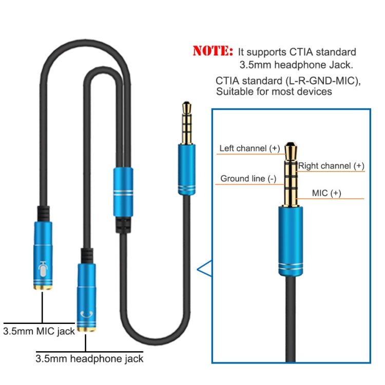 Splitter cavo audio TPE 2 in 1 da 3,5 mm 32 cm