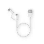 Cavo dati TPE da USB a Micro USB da 2,4 A QC3.0 + USB-C / Type-C + trasmissione dati, lunghezza cavo: 30 cm