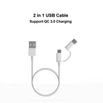 Cavo dati USB a Micro USB e USB-C 2,4A QC3.0 30 cm