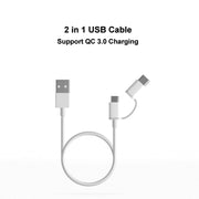 Cavo dati TPE da USB a Micro USB da 2,4 A QC3.0 + USB-C / Type-C + trasmissione dati, lunghezza cavo: 30 cm
