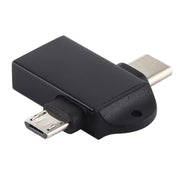USB 3.0 femmina a USB-C/tipo-C maschio + adattatore OTG multifunzione maschio micro USB con foro per imbracatura