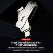 Netac U782C 128GB USB-C / Type-C + USB 3.0 Rotazione a 360 gradi Chiavetta USB OTG U in lega di zinco, 128GB