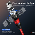 Cavo di ricarica magnetico rotante intrecciato in nylon da USB a micro USB da 1 m 2A, 1m Micro USB