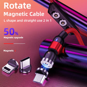 Cavo di ricarica magnetico rotante intrecciato in nylon da USB a micro USB da 1 m 2A, 1m Micro USB