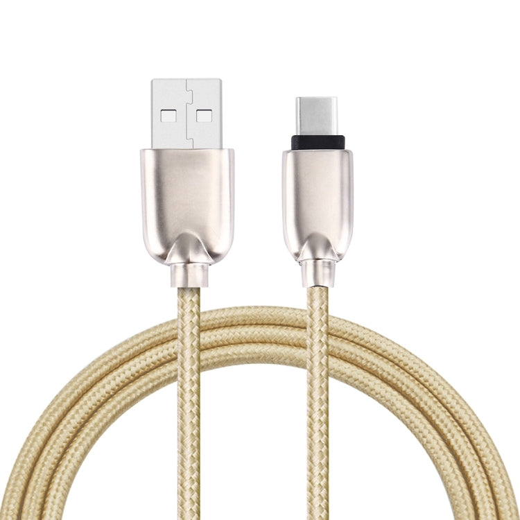 Cavo di ricarica per sincronizzazione dati da USB-C / Type-C a USB con testa in metallo stile tessuto da 1M 108 nuclei in rame