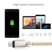 Cavo di ricarica per sincronizzazione dati da USB-C / Type-C a USB con testa in metallo stile tessuto da 1M 108 nuclei in rame
