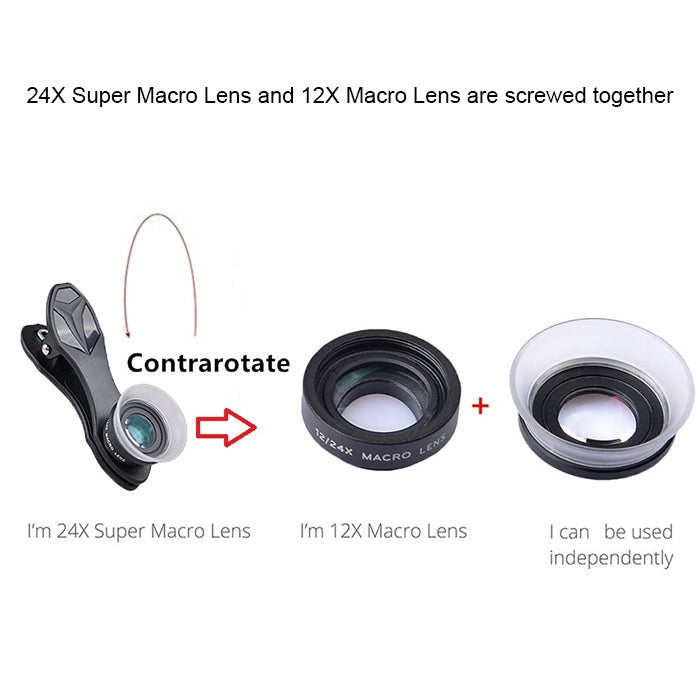 Obiettivo macro APEXEL 12X e 24X per smartphone