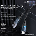 REMAX RC-152M Cavo dati per respirazione colorato da USB a Micro USB da 1 m 2,4 A, Micro USB