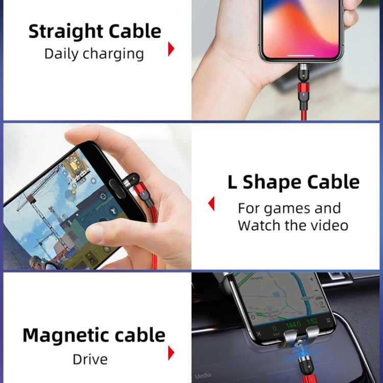 Cavo di ricarica magnetico rotante intrecciato in nylon da USB a USB-C / Type-C da 2 m 2 A, 2m Type-C