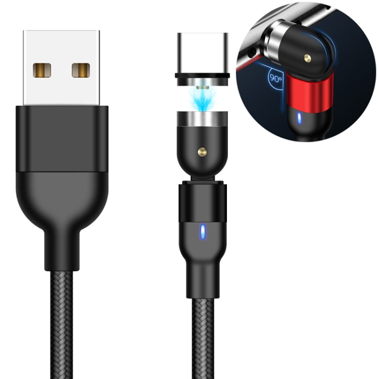 Cavo di ricarica magnetico rotante intrecciato in nylon da USB a USB-C / Type-C da 1 m 2A, 1m Type-C