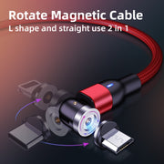 Cavo di ricarica magnetico rotante intrecciato in nylon da USB a USB-C / Type-C da 1 m 2A, 1m Type-C