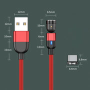 Cavo di ricarica per sincronizzazione dati magnetico rotante da 2 m 3 A con uscita da USB a USB-C / Type-C da 540 gradi, 2m Type-C
